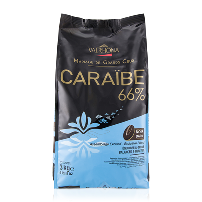 Valrhona Fève de chocolat noir 66 % Caraïbe 3 kg