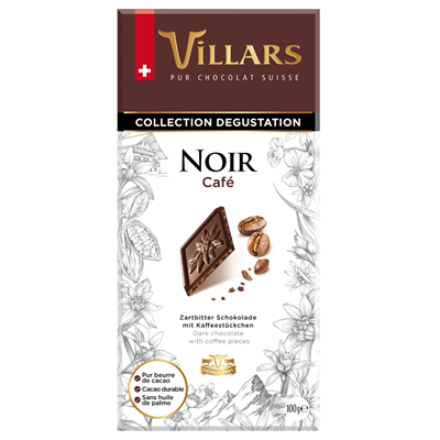Villars Chocolat noir aux pépites de café tablette 100g